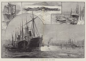 Sketches on the Thames during the Strike by Henry Charles Seppings Wright